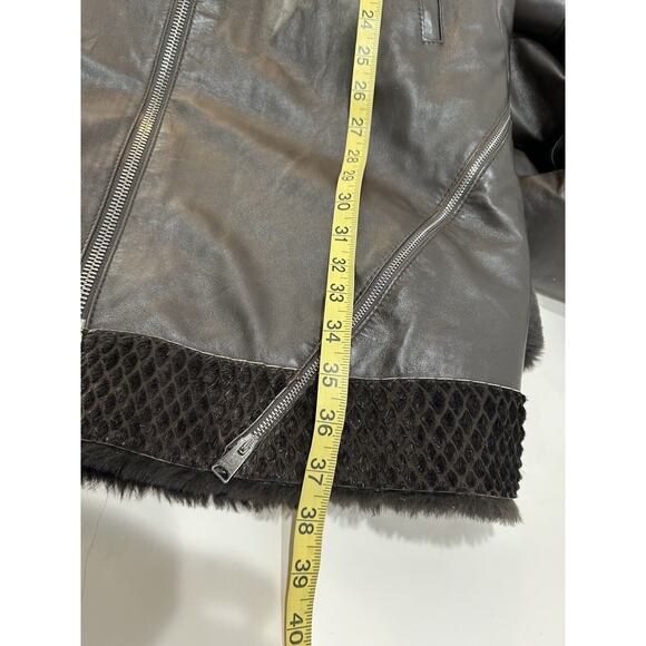 Macrevis Genuine Lamp skin And Fur Jacket Size Medium Fur Lining Dark Brown - Picture 10 of 16